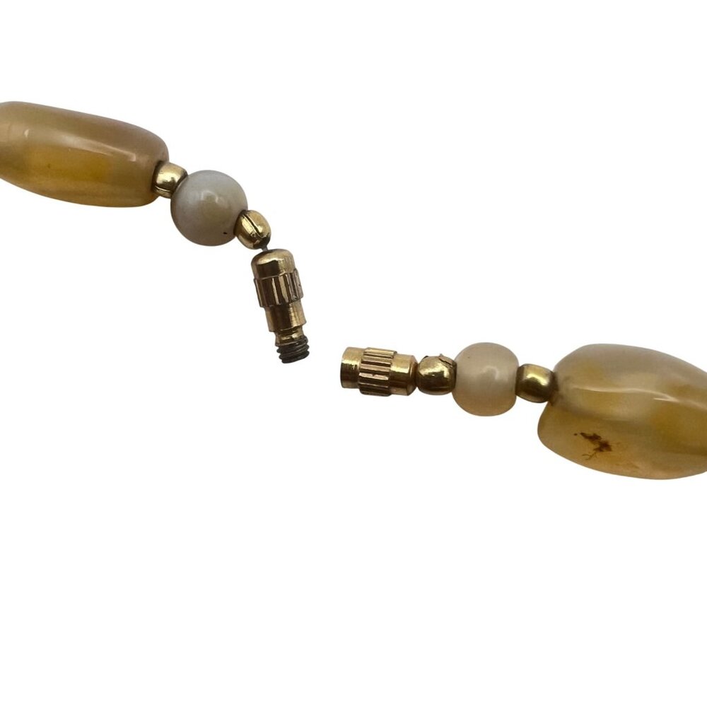 Multicolor Carnelian Agate Beaded Necklace 33" Gold-Tone Barrel Earthy Boho - Picture 11 of 14